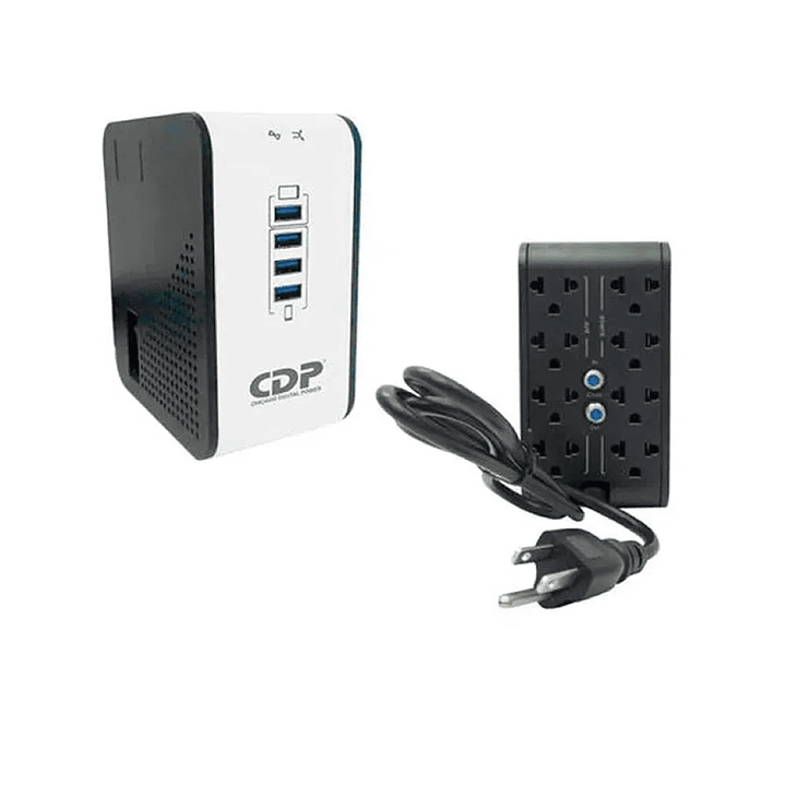 Estabilizador de voltaje CDP R2CU-AVR 1008I  8 tomas de salida 4  puertos USB  1000VA 500W 2