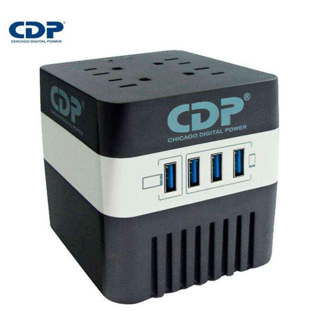Estabilizador de voltaje CDP RU-AVR604I  4 tomas de salida + USB  600VA 300W 2