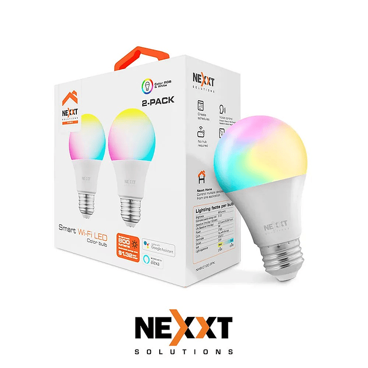 Nexxt Home NHB-C120 2PK Smart LED Bulb RGB Color 220V 1