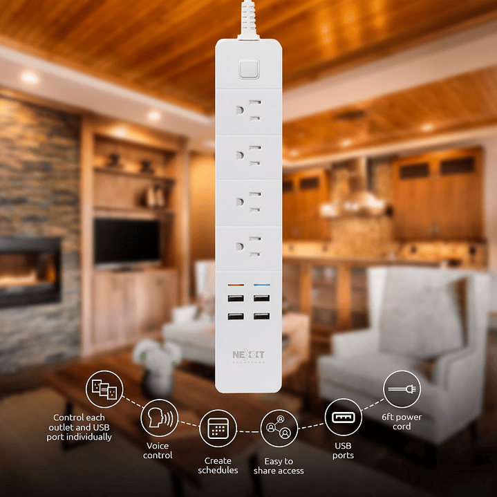 REGLETA INTELIGENTE NEXXT HOME NHP-E610 WI-FI 4 PTOS USB   220V 3