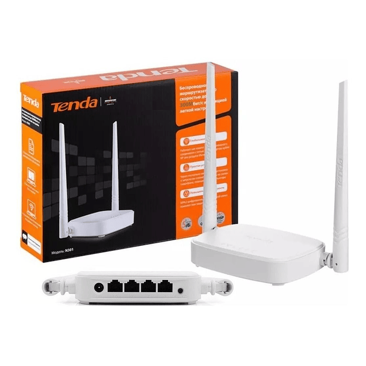 Router Inalámbrico Tenda N301 2 Antenas de 5DBI 300Mbps 1