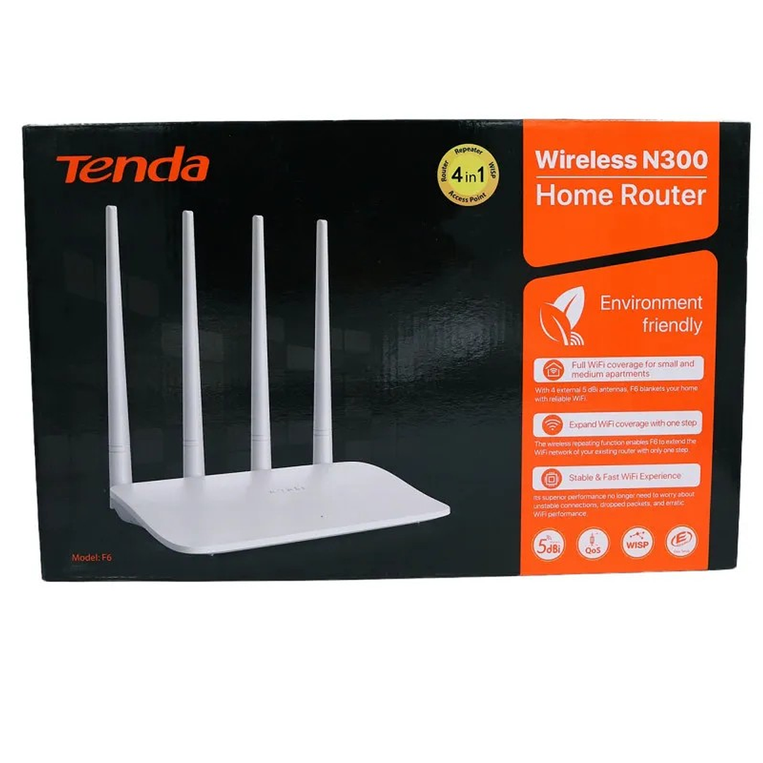 Router Tenda inalámbrico F6 4 Antenas de 5dbi 300 mbps 1