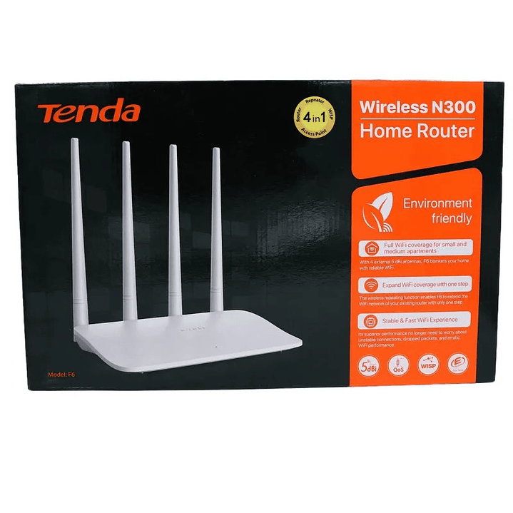 Router Tenda inalámbrico F6 4 Antenas de 5dbi 300 mbps 1