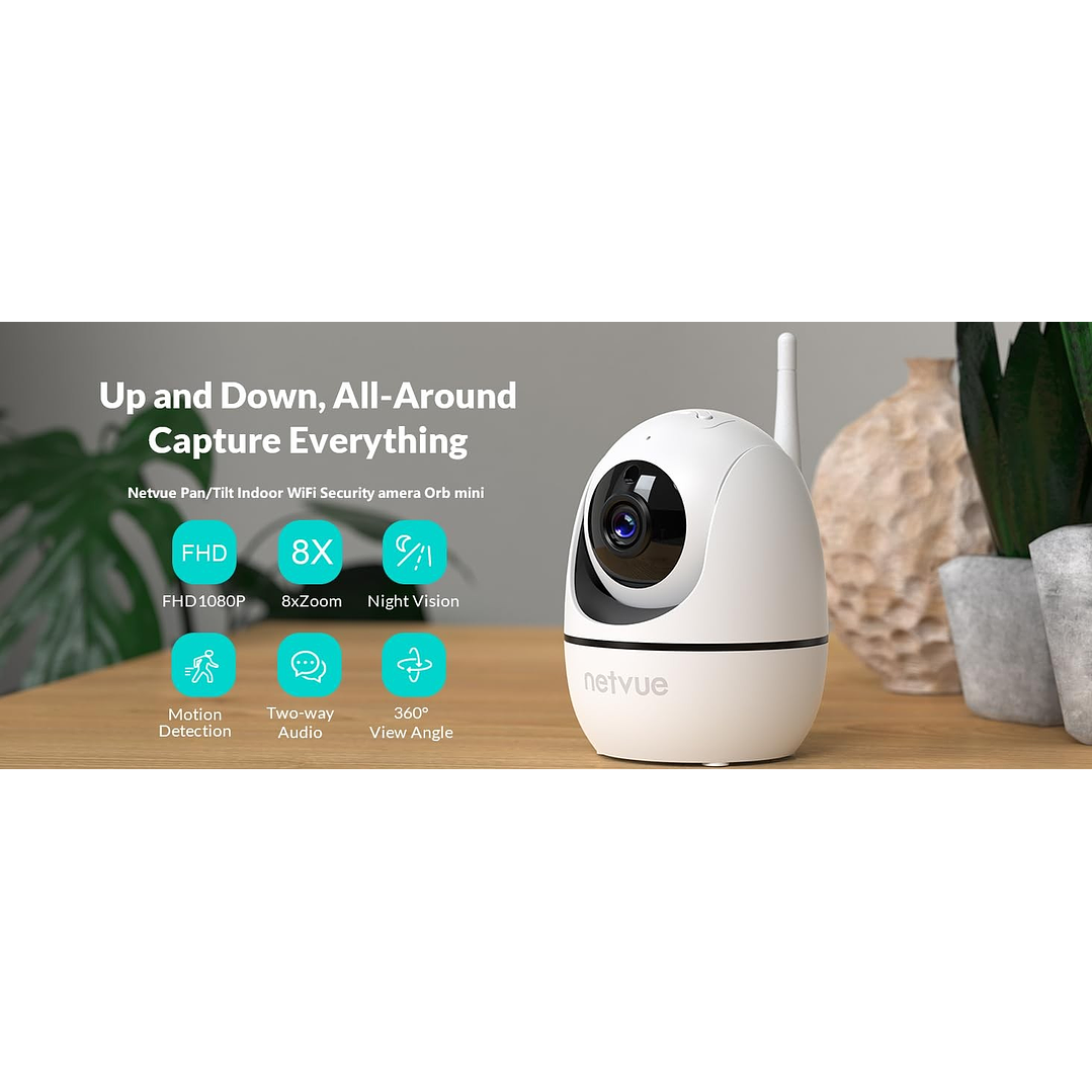NETVUE Cámara interior, 1080P FHD 2.4GHz 2