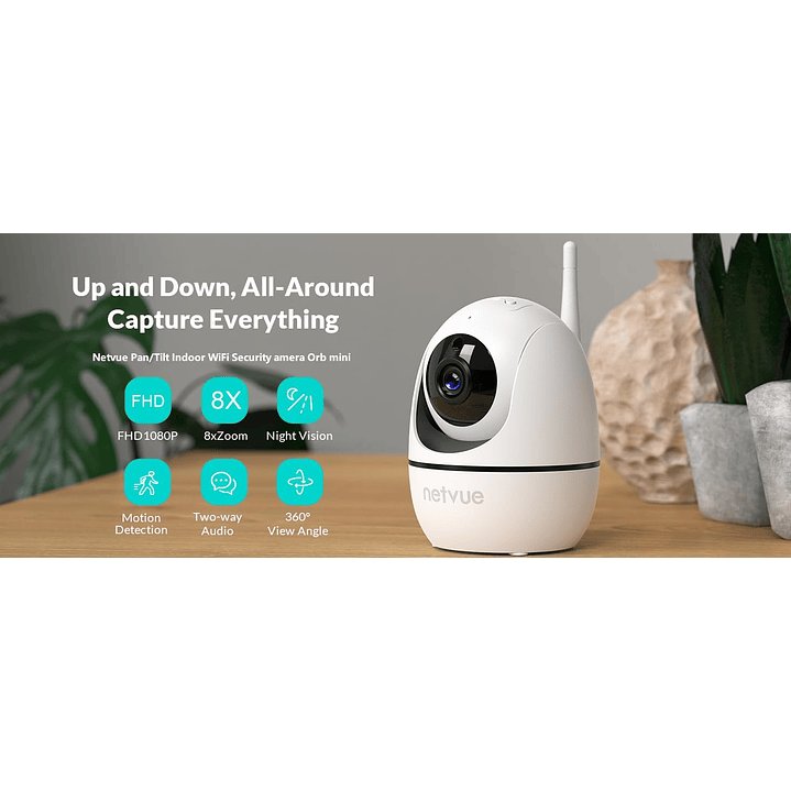 NETVUE Cámara interior, 1080P FHD 2.4GHz 2