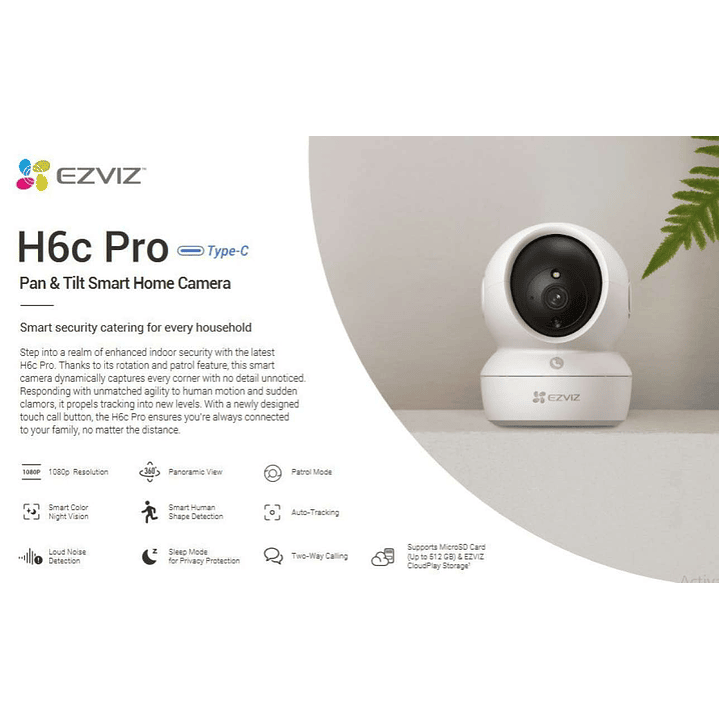 Cámara Inalámbrica Wifi 360º H6C-PRO-2MP Full Hd  3