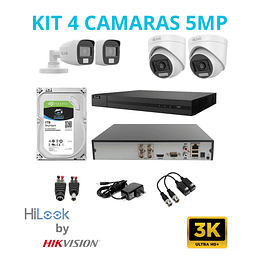 CÁMARAS SEGURIDAD HiLooK KIT 4 Ch 5 MP C/AUDIO