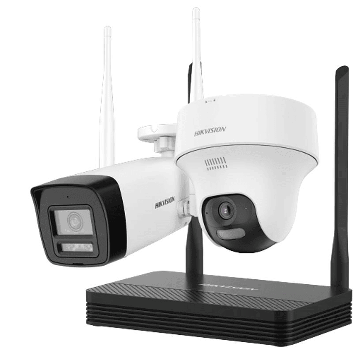 KIT 2 Cámaras Wifi Bala + Torreta Pt NVS Hikvision Easylink 4MP 2