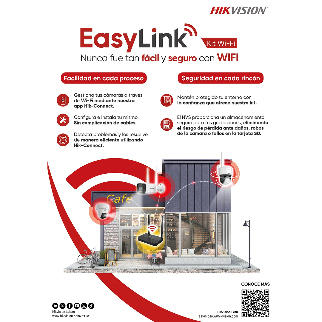 KIT 2 Cámaras Wifi Bala + Torreta Pt NVS Hikvision Easylink 4MP 3