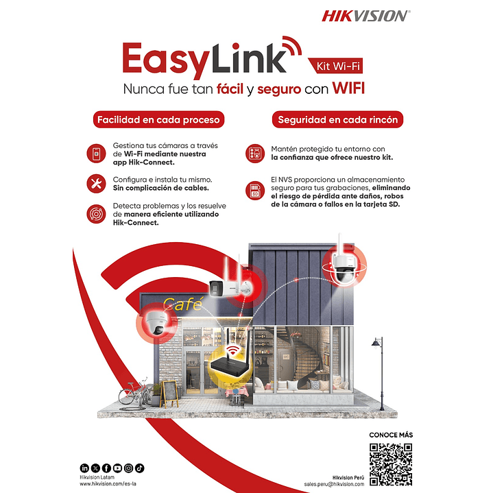 KIT 2 Cámaras Wifi Bala + Torreta Pt NVS Hikvision Easylink 4MP 3