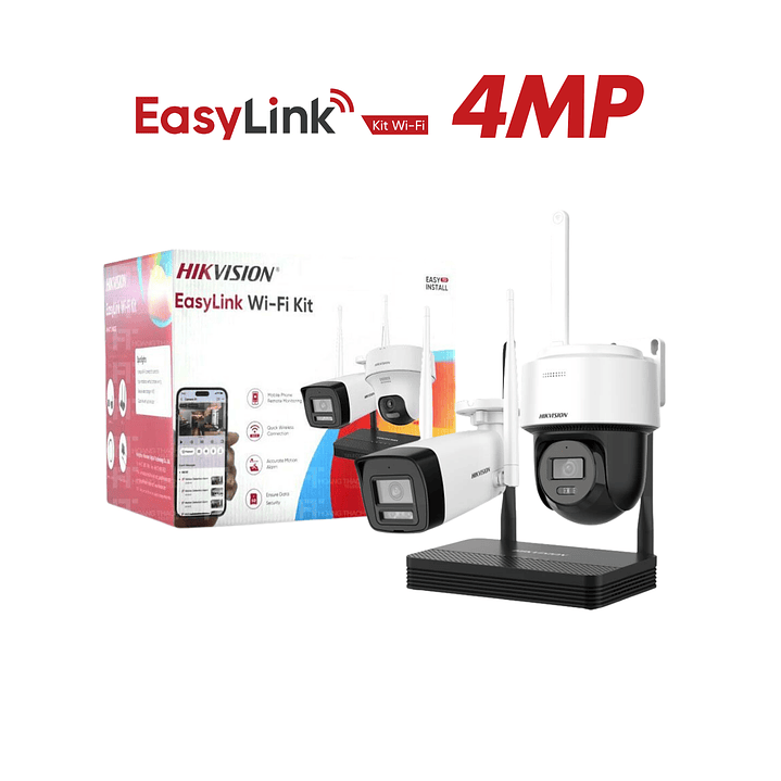 KIT 2 Cámaras Wifi Bala + Domo Pt NVS Hikvision Easylink 4mp 1