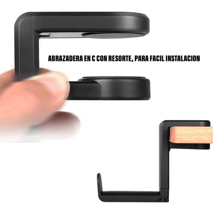 SOPORTE PARA AUDÍFONOS / ROTACIÓN 360°/ AJUSTE DE GANCHO POR RESORTE 3
