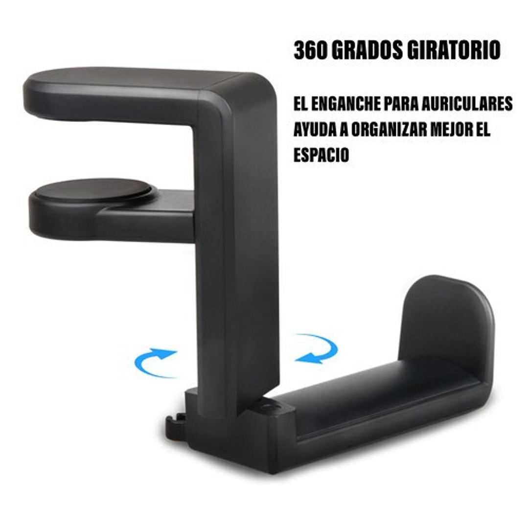 SOPORTE PARA AUDÍFONOS / ROTACIÓN 360°/ AJUSTE DE GANCHO POR RESORTE 4