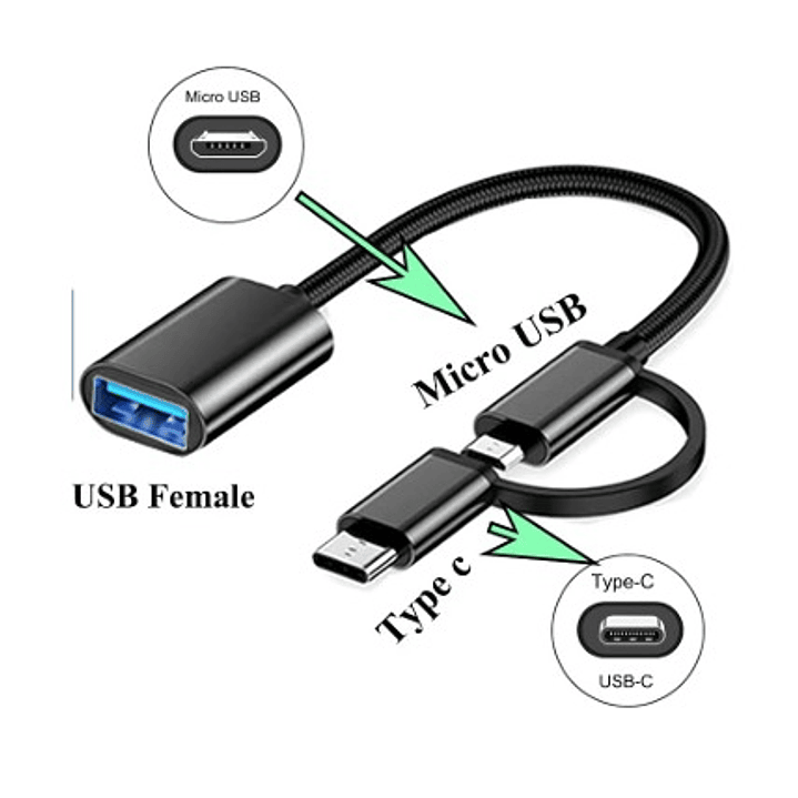 Adaptador OTG 2 en 1  de USB A / V8 Y TIPO C  3