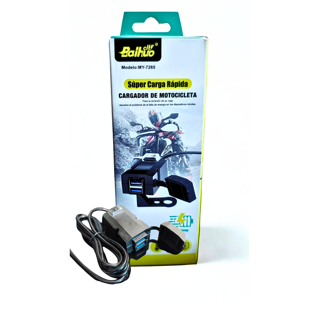 Cargador de Motocicleta BaiHuo MY-7265 - Doble USB, Carga Rápida 1
