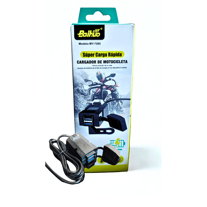 Cargador de Motocicleta BaiHuo MY-7265 - Doble USB, Carga Rápida 1