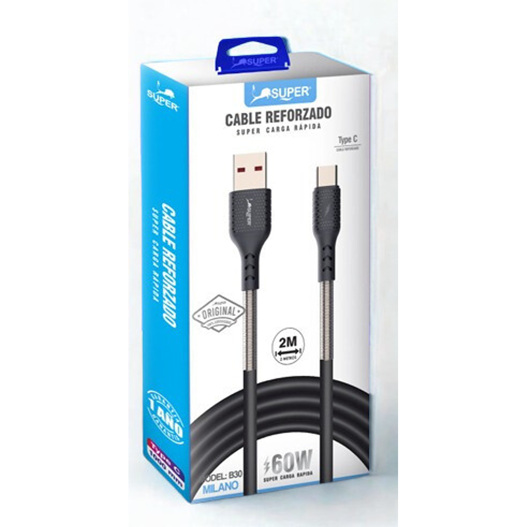 Cable de Carga Reforzado Type C -  2 Metros 1