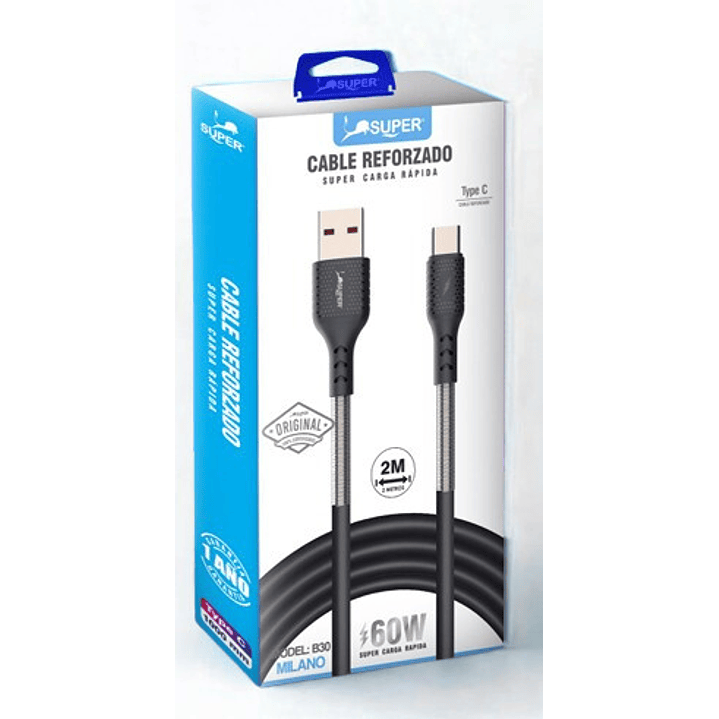 Cable de Carga Reforzado Type C -  2 Metros 1