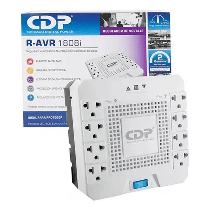 ESTABILIZADOR CDP R-AVR1808I, 1800VA/1000W, 8 TOMAS 1