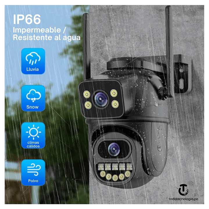 Cámara Seguridad  PTZ WIFI Doble Lente Visión Noctuna Infrarroja Full HD 3