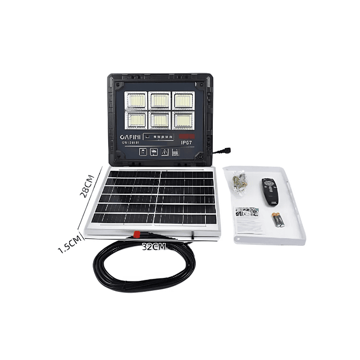 Reflector Solar LED 600W  Control Remoto y Panel Solar 3