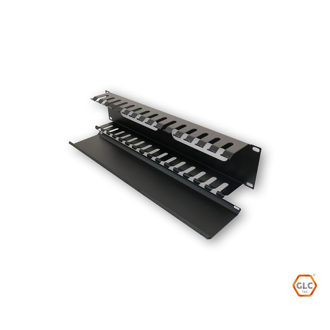 GLC-ORGCR-002 | ORGANIZADOR HORIZONTAL DE CABLE 2RU C/TAPA, 19″ 2