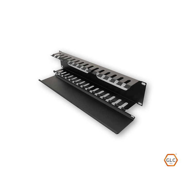 GLC-ORGCR-002 | ORGANIZADOR HORIZONTAL DE CABLE 2RU C/TAPA, 19″ 2