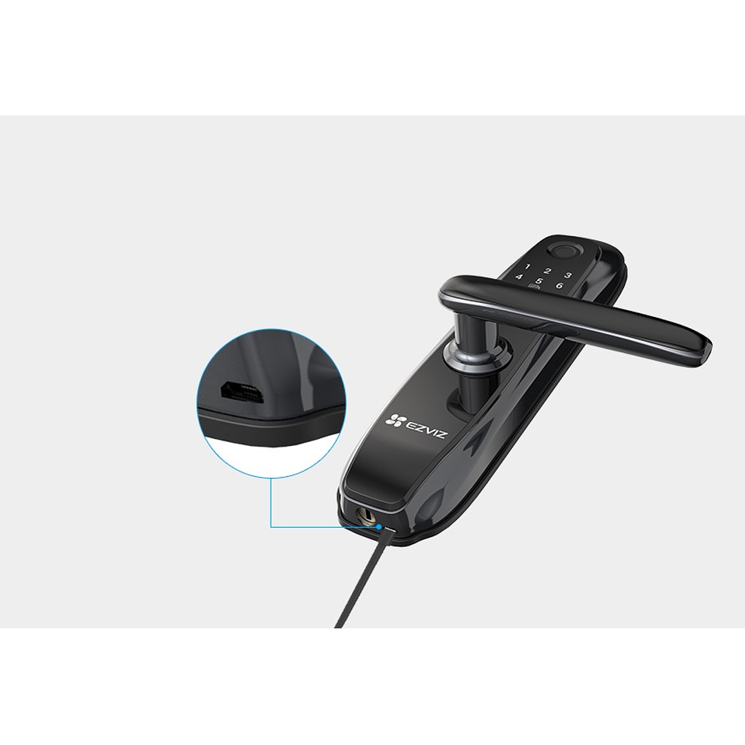 Cerradura inteligente EZVIZ WIFI Zigbee Llave huella y contraseña CS-L2-11FCP (A0) (Negro) 5