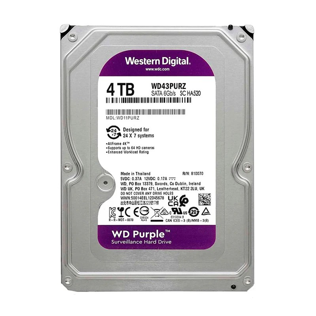 Disco Duro 4TB Púrpura WESTERN DIGITAL WD43PURZ para equipos de videovigilancia 2