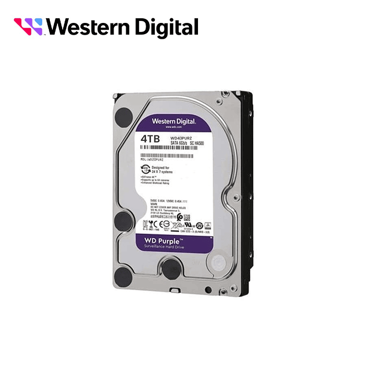 Disco Duro 4TB Púrpura WESTERN DIGITAL WD43PURZ para equipos de videovigilancia 1