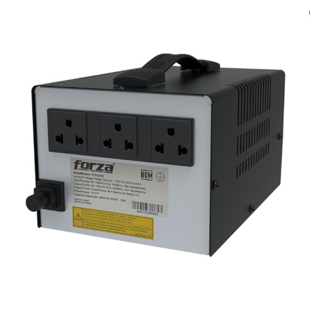 ESTABILIZADOR FORZA FVR-6002, 6000VA/3000W 3 Tomas 3