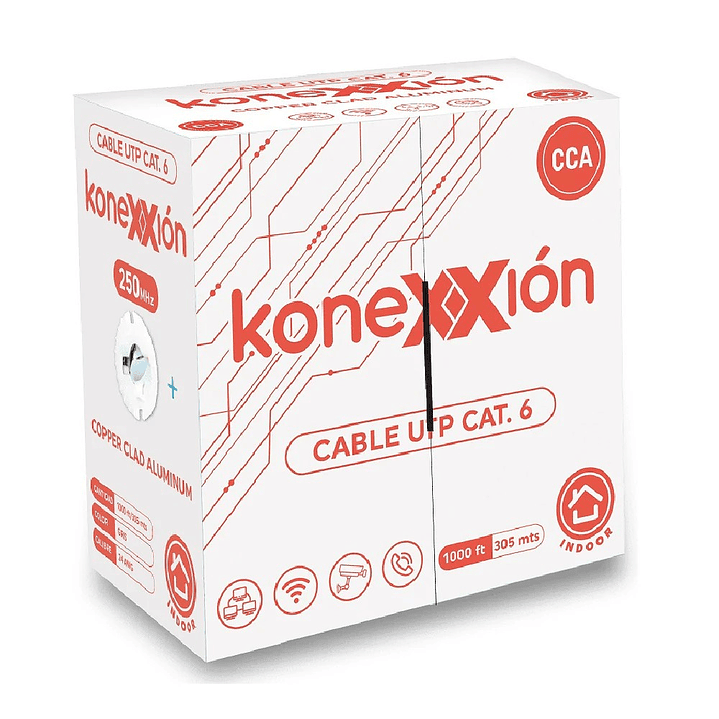 Cable UTP Cat6 CCA 24AWG KONEXXION gris interior x 305mts 1