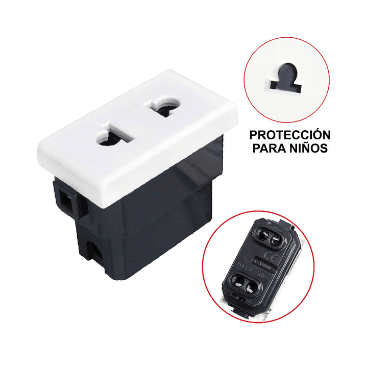 DADO TOMA UNIVERSAL CON PROTECCIÓN BLANCO - OPALUX 3