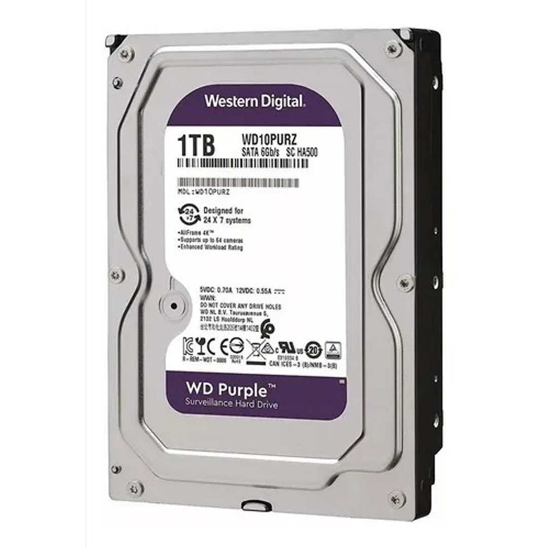 Disco Duro Púrpura 1TB WESTERN DIGITAL WD10PURZ PURPLE 5400RPM 3.5