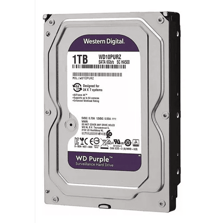 Disco Duro Púrpura 1TB WESTERN DIGITAL WD10PURZ PURPLE 5400RPM 3.5