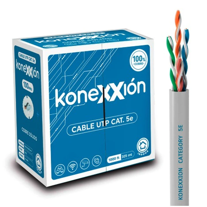 Cable de Red UTP Cat5E KONEXXION 7011013101 Cobre 25AWG Gris Interior 305m 2