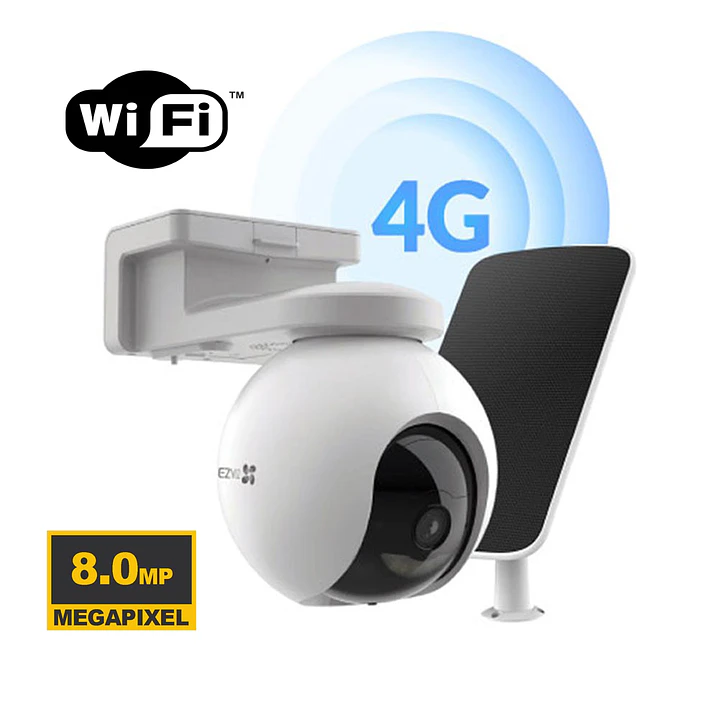 Cámara de Seguridad 4K 8MP PT EZVIZ EB8 4G/WIFI Exterior con Panel Solar 1
