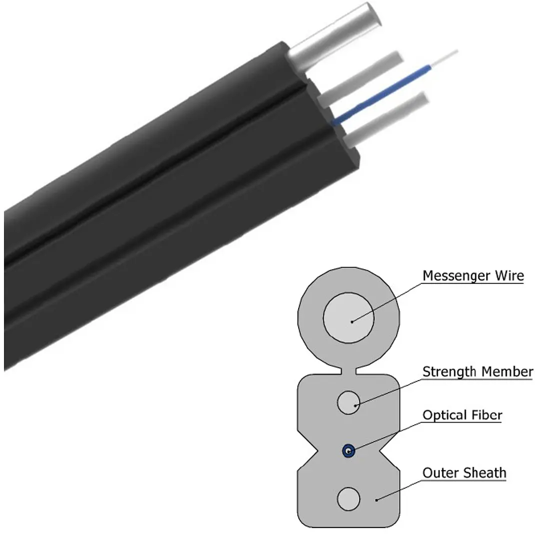 FIBRA DROP G657A2 1 HILO CON MENSAJERO METÁLICO – X METRO 1