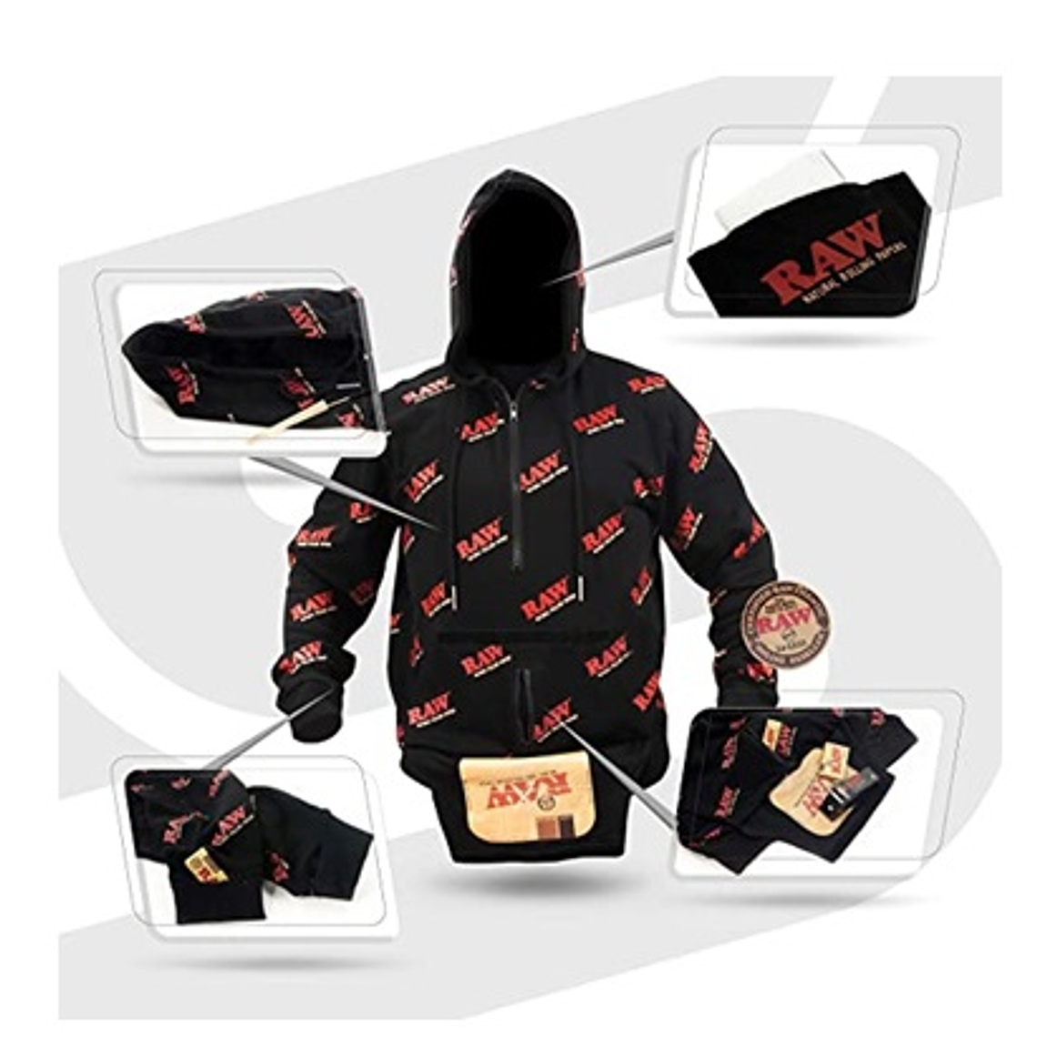 Polerón Hoodie con Bolsillos Secretos RAW (L - XL - XXL) Original  1