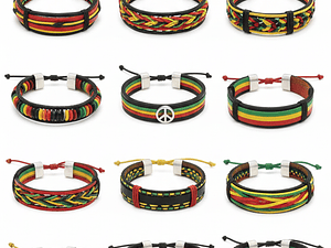 Pulsera Estilo Reggae Verde Amarillo y Rojo (x1 - x10 - x20)