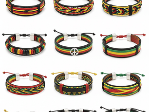 Pulsera Estilo Reggae Verde Amarillo y Rojo (x1 - x10 - x20)