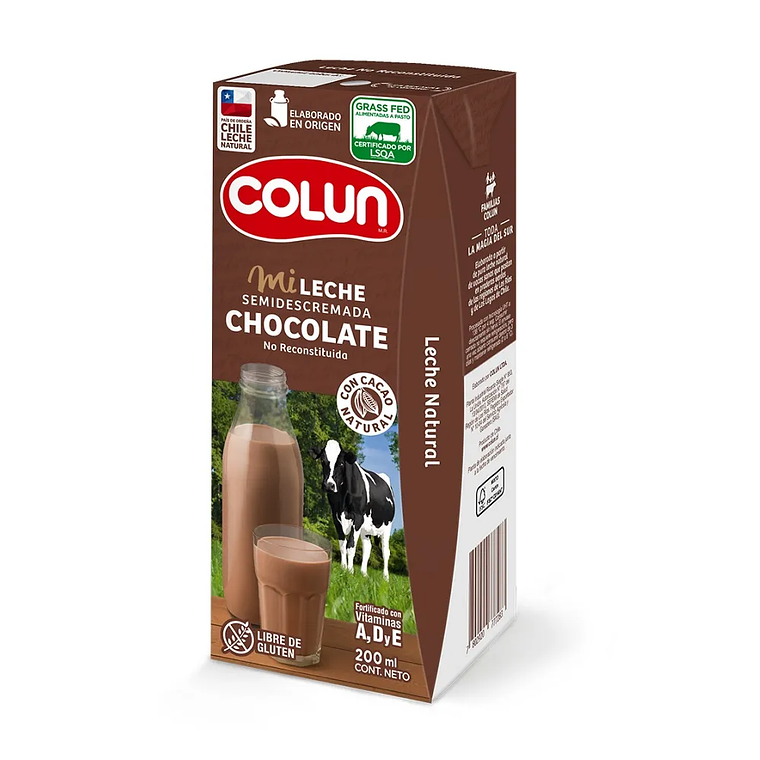 Leche Colun Semi Descremada Chocolate 200 ml (x1 - x6 - x24) 2