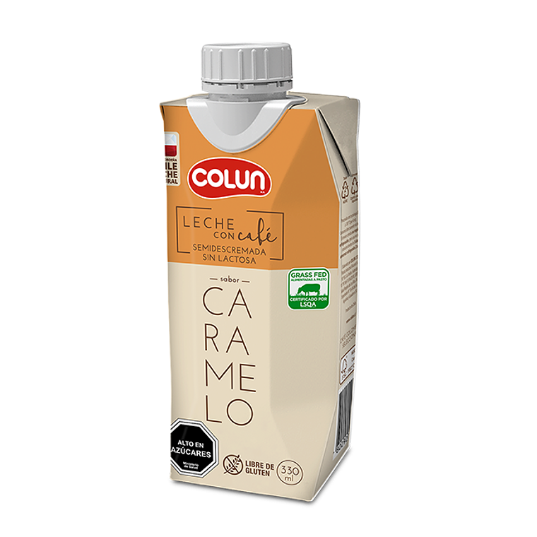 Leche con Café Colun Semi Descremada Sin Lactosa 330 ml Caramelo - Cappuccino (x1 - x3 - x18) 1