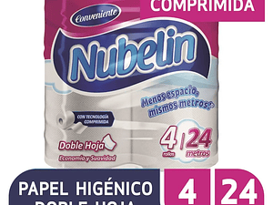 Papel Higiénico Nubelin Doble Hoja 24m (x4)