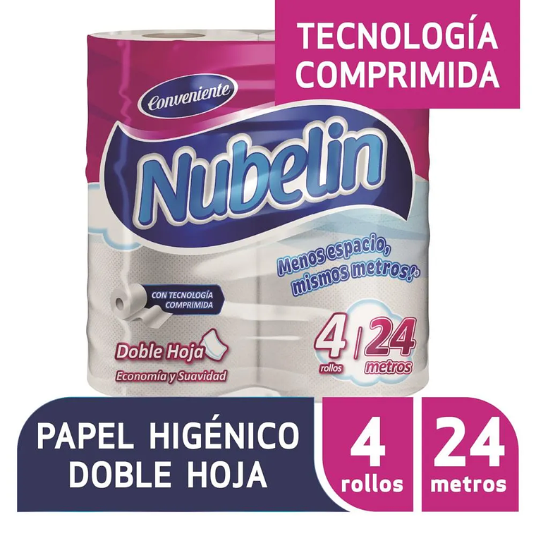 Papel Higiénico Nubelin Doble Hoja 24m (x4) 1