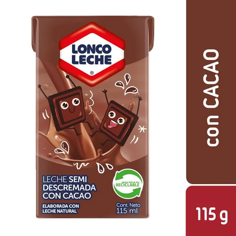 Leche Loncoleche Semi Descremada Cacao 115 ml (x1 - x6 - x30) 1