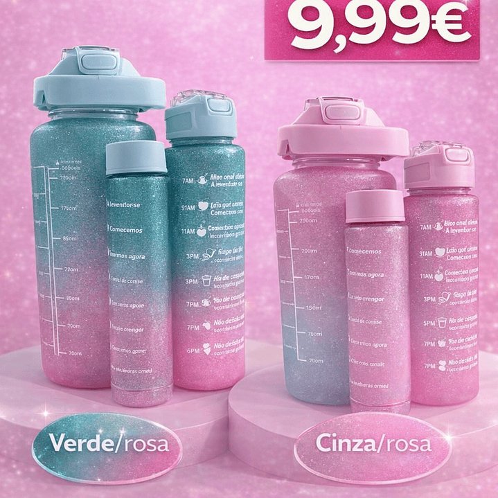 Pack 3 Garrafas de Água Motivacionais – 9,99€ 1