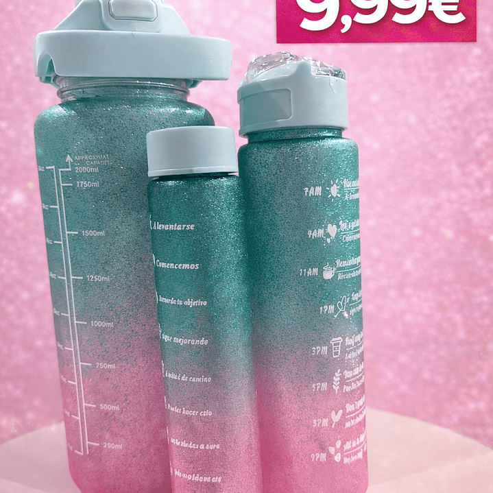 Pack 3 Garrafas de Água Motivacionais – 9,99€ 2
