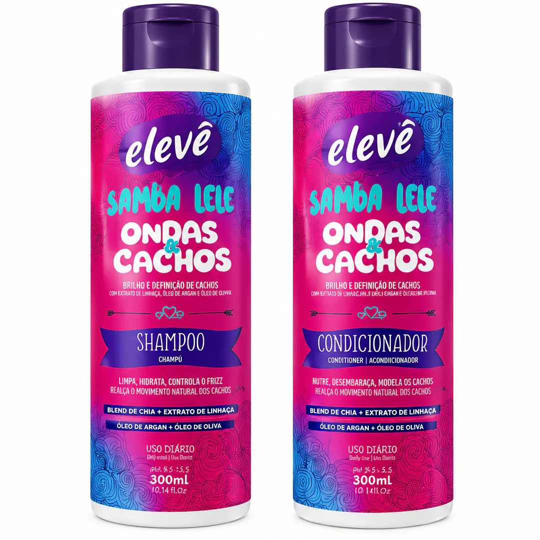 Kit Elevé Samba Lelê Ondas & Cachos – Shampoo + Condicionador 1