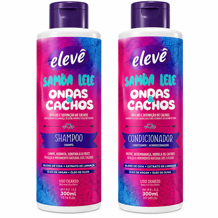 Kit Elevé Samba Lelê Ondas & Cachos – Shampoo + Condicionador 1